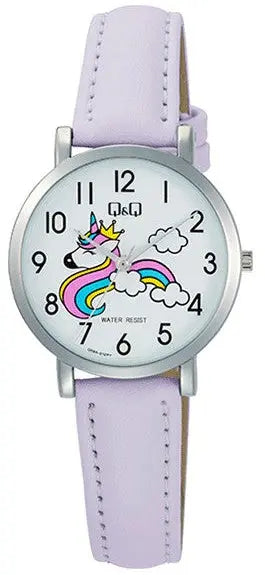 Q&Q Q58A-012PY Kids Purple Leather Strap