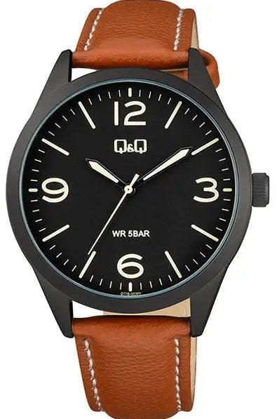 Q&Q Q77B-003PY Brown Leather Strap
