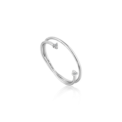 Ring RG018-1 Single Stone In Platinum Plated Silver