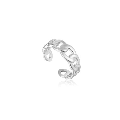 Ania Haie R021-01H Δαχτυλίδι Curb Chain Από Επιπλατινωμένο Ασήμι