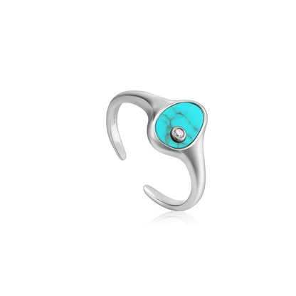 Ania Haie R027-01H Δαχτυλίδι Turquoise Tidal Από Επιπλατινωμένο Ασήμι