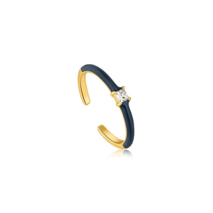 Ania Haie R031-02G-B Δαχτυλίδι Navy Blue Enamel Από Επιχρυσωμένο Ασήμι
