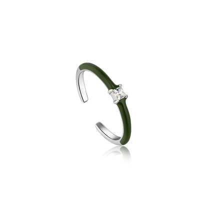 Ring RG018-1 Single Stone In Platinum Plated Silver