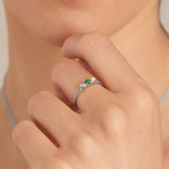 Ring RG018-1 Single Stone In Platinum Plated Silver