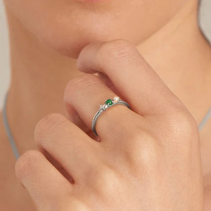 Ring RG018-1 Single Stone In Platinum Plated Silver