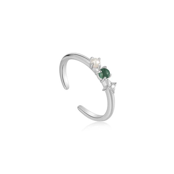 Ring RG018-1 Single Stone In Platinum Plated Silver