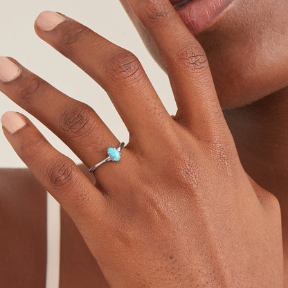 Ring RG018-1 Single Stone In Platinum Plated Silver