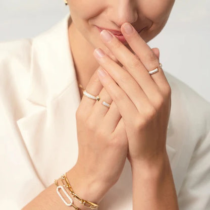 Ring RG018-1 Single Stone In Platinum Plated Silver