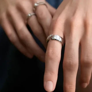 Ring RG018-1 Single Stone In Platinum Plated Silver