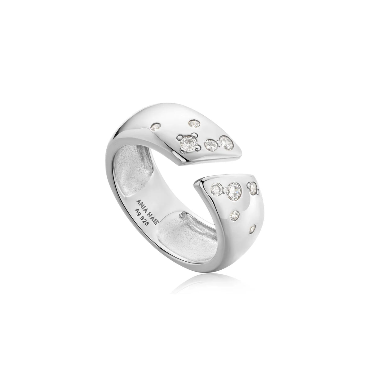 Ring RG018-1 Single Stone In Platinum Plated Silver