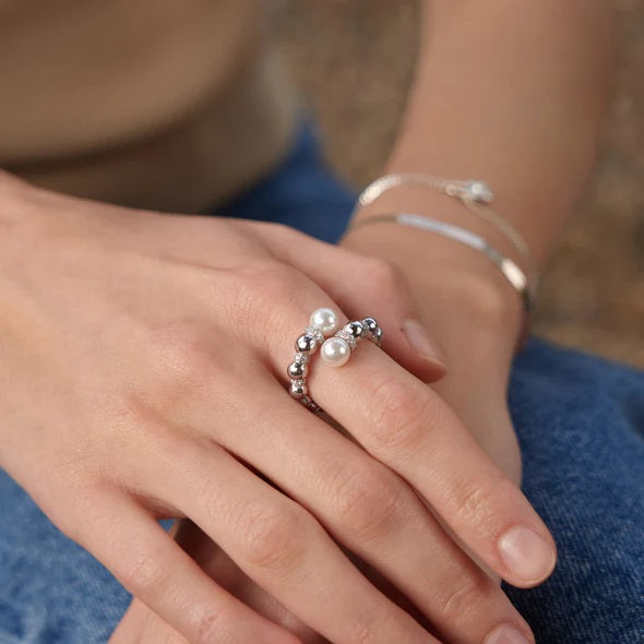 Ania Haie R054-05H Δαχτυλίδι Pearl Sparkle Από Επιπλατινωμένο Ασήμι