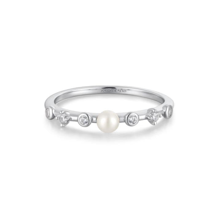 Ring RG018-1 Single Stone In Platinum Plated Silver