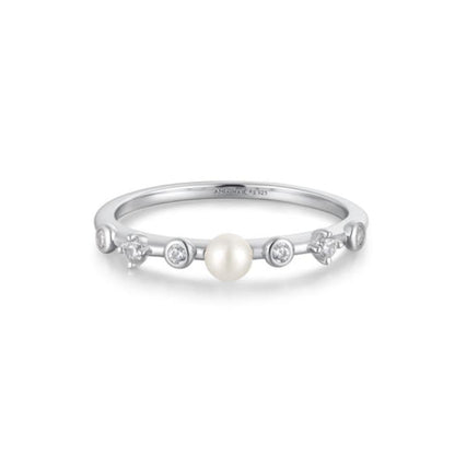Ring RG018-1 Single Stone In Platinum Plated Silver