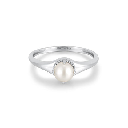 Ring RG018-1 Single Stone In Platinum Plated Silver