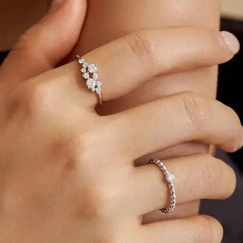 Ring RG018-1 Single Stone In Platinum Plated Silver