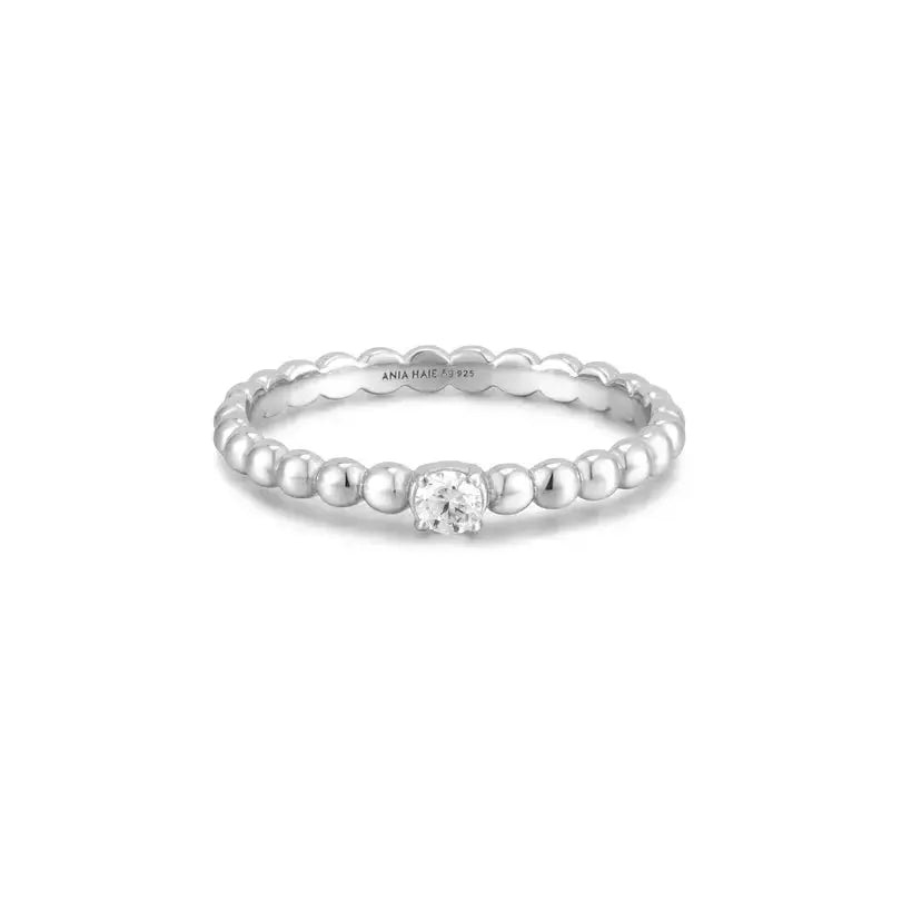 Ring RG018-1 Single Stone In Platinum Plated Silver