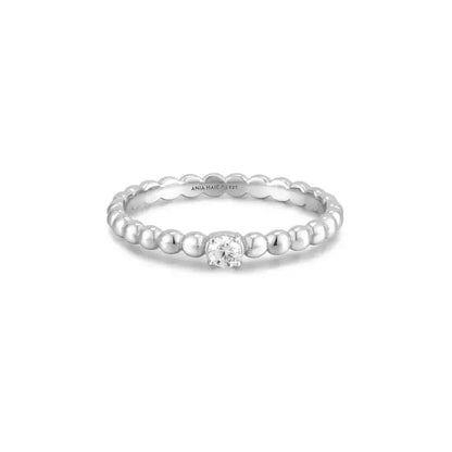Ring RG018-1 Single Stone In Platinum Plated Silver