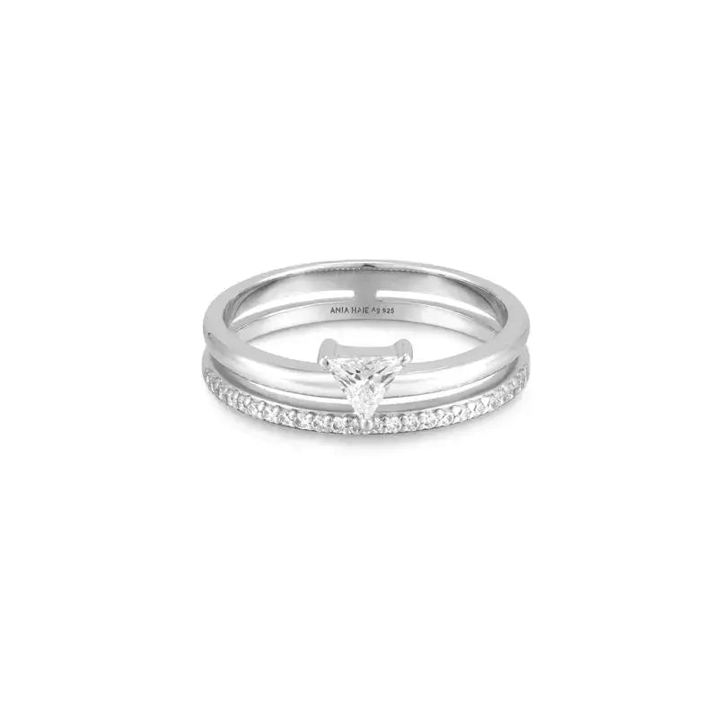 Ring RG018-1 Single Stone In Platinum Plated Silver