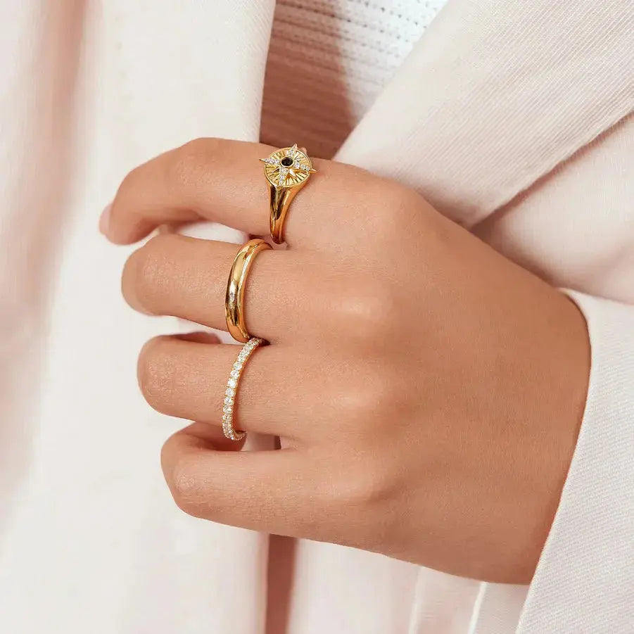 Ring RG018-1 Single Stone In Platinum Plated Silver