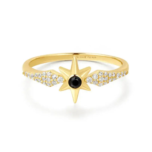 Ania Haie R061-02G-58 Δαχτυλίδι Black Onyx Star Από Επιχρυσωμένο Ασήμι