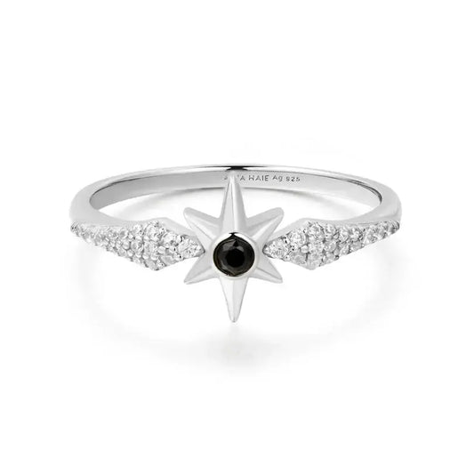 Ania Haie R061-02H-58 Δαχτυλίδι Black Onyx Star Από Επιπλατινωμένο Ασήμι