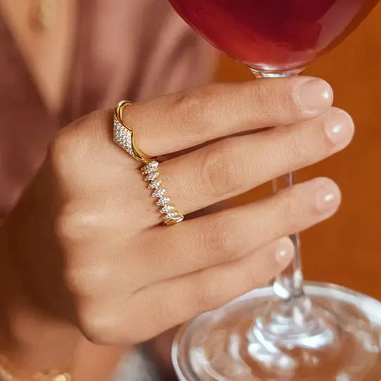 Ania Haie R061-04G-58 Δαχτυλίδι Half Pavé Sparkle Από Επιχρυσωμένο Ασήμι