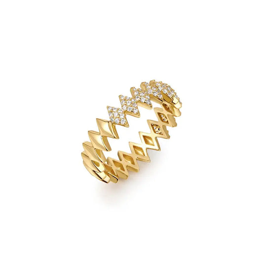 Ania Haie R061-04G-58 Δαχτυλίδι Half Pavé Sparkle Από Επιχρυσωμένο Ασήμι