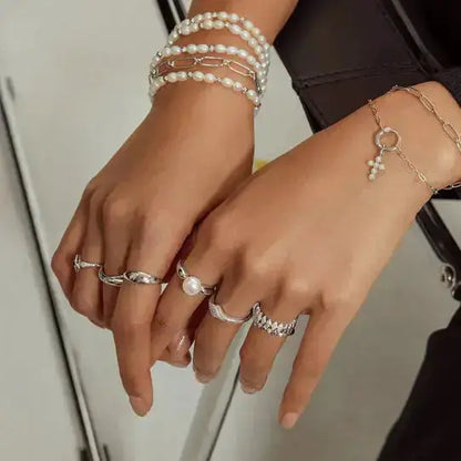 Ania Haie R061-04H-58 Δαχτυλίδι Half Pavé Sparkle Από Επιπλατινωμένο Ασήμι