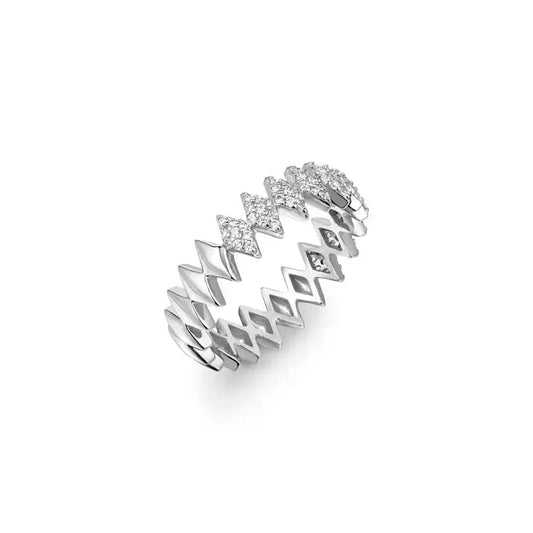 Ania Haie R061-04H-58 Δαχτυλίδι Half Pavé Sparkle Από Επιπλατινωμένο Ασήμι