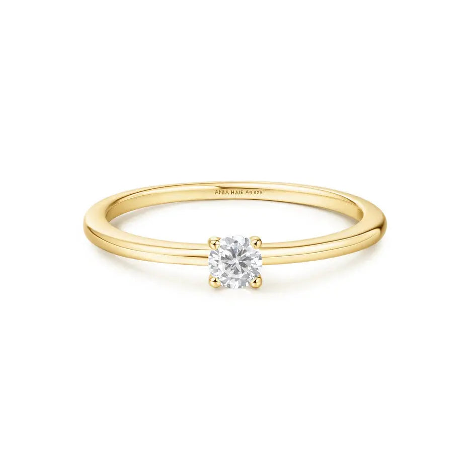 Ring RG018-1 Single Stone In Platinum Plated Silver