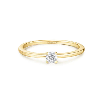 Ring RG018-1 Single Stone In Platinum Plated Silver