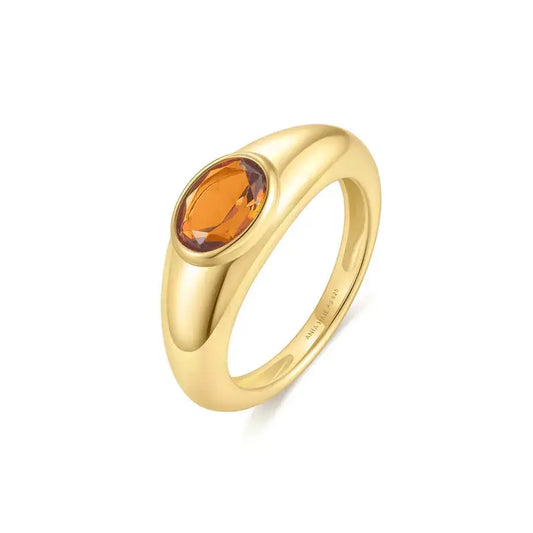 Ania Haie R066-02G-56 Δαχτυλίδι Sculptural Gemstone Maillard Από Επιχρυσωμένο Ασήμι