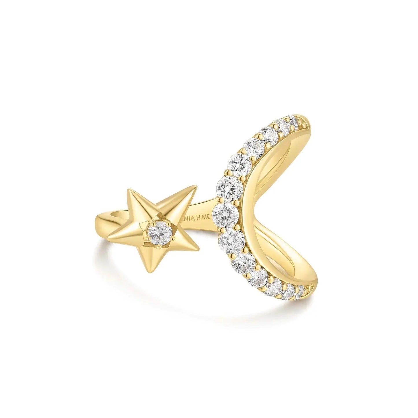 Ania Haie R066-05G Δαχτυλίδι Sparkling Moon And Star Από Επιχρυσωμένο Ασήμι