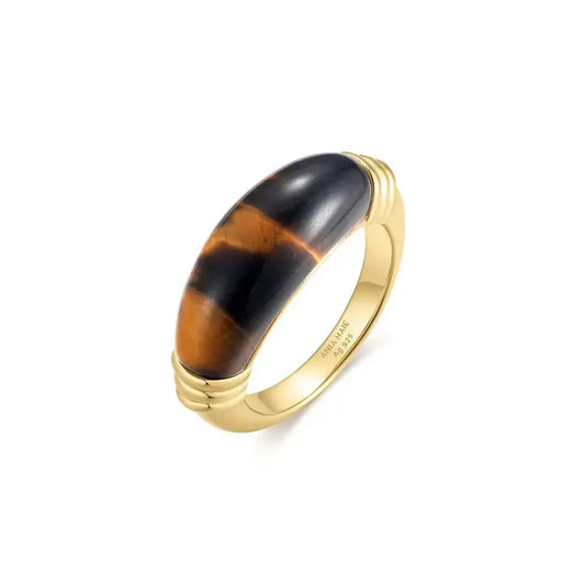 Ania Haie R068-01G-56 Δαχτυλίδι Tiger Eye Από Επιχρυσωμένο Ασήμι