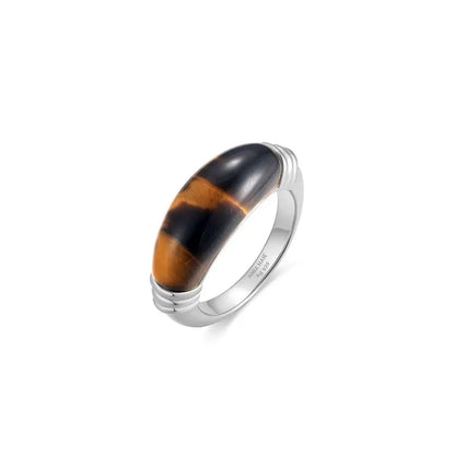 Ania Haie R068-01H-56 Δαχτυλίδι Tiger Eye Από Επιπλατινωμένο Ασήμι