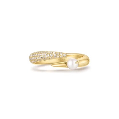 Ania Haie R069-01G Δαχτυλίδι Sparkle Pearl Crossover Από Επιχρυσωμένο Ασήμι με Πέρλα