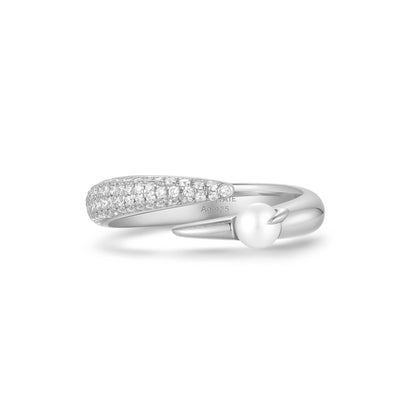 Ania Haie R069-01H Δαχτυλίδι Sparkle Pearl Crossover Από Επιπλατινωμένο Ασήμι με Πέρλα