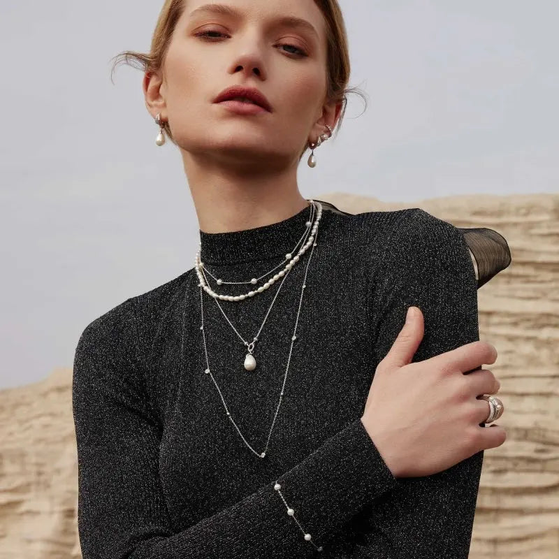 Ania Haie R069-01H Δαχτυλίδι Sparkle Pearl Crossover Από Επιπλατινωμένο Ασήμι με Πέρλα