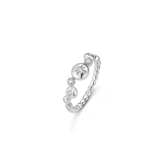 Ring RG018-1 Single Stone In Platinum Plated Silver
