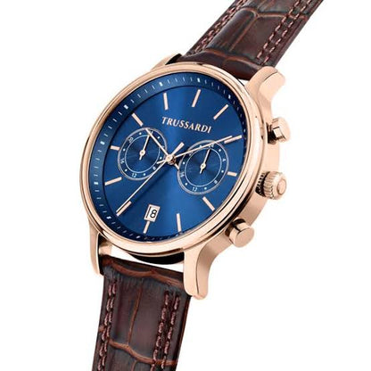 TRUSSARDI R2451127002 T-Light Multifunction Brown Leather Strap