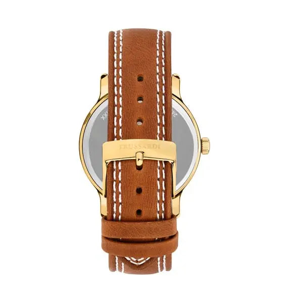 TRUSSARDI R2451127002 T-Light Multifunction Brown Leather Strap