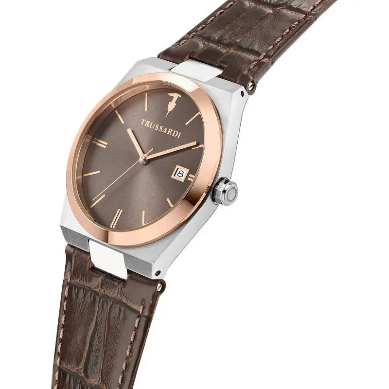 TRUSSARDI R2451175001 T-Milano Brown Leather Strap