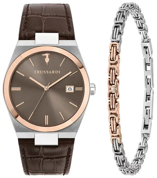 TRUSSARDI R2451175001 T-Milano Brown Leather Strap