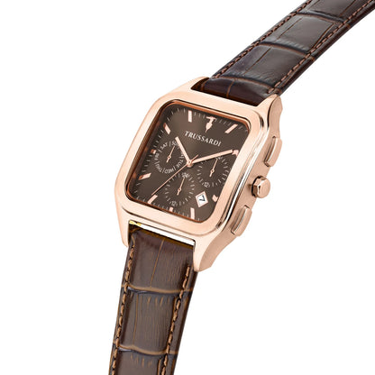 TRUSSARDI R2451127002 T-Light Multifunction Brown Leather Strap