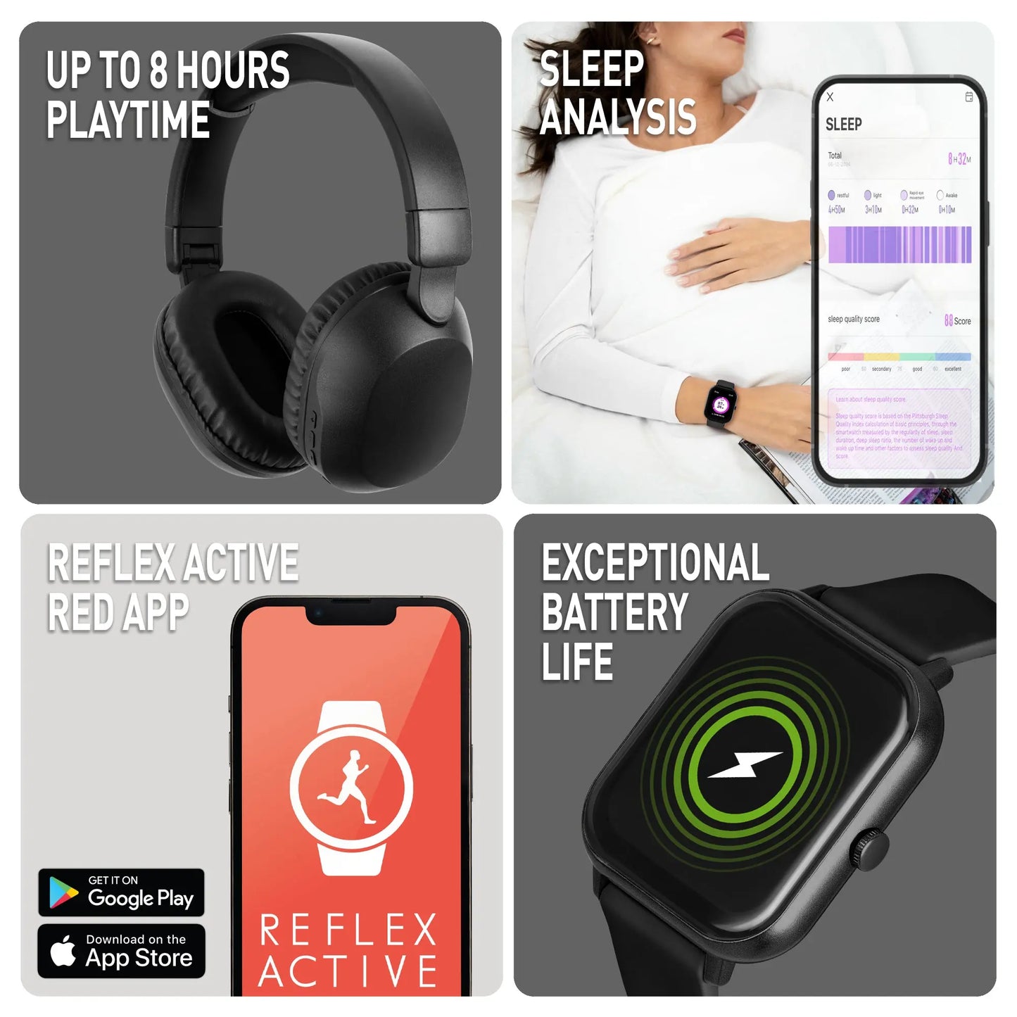 Reflex Active RA-100S-01-SET Smartwatch Black Silicon Strap