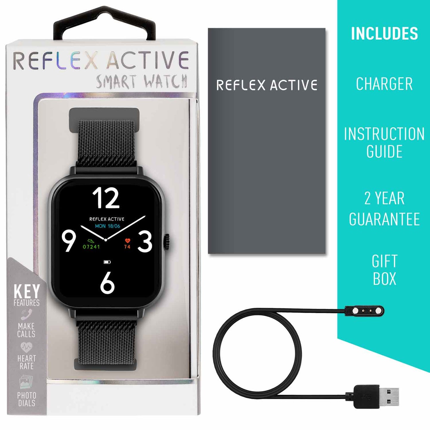 Reflex Active RA23-4076 Smartwatch Black Stainless Steel Bracelet