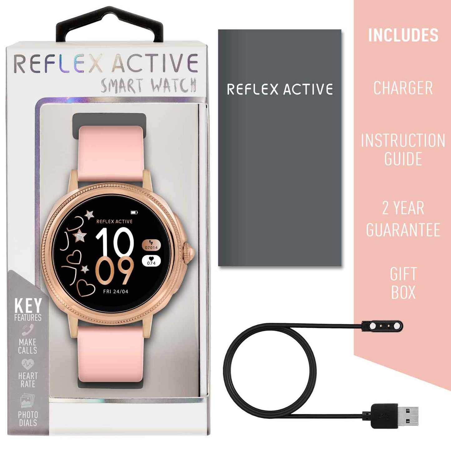 Reflex Active RA25-2176 Smartwatch Pink Silicon Strap