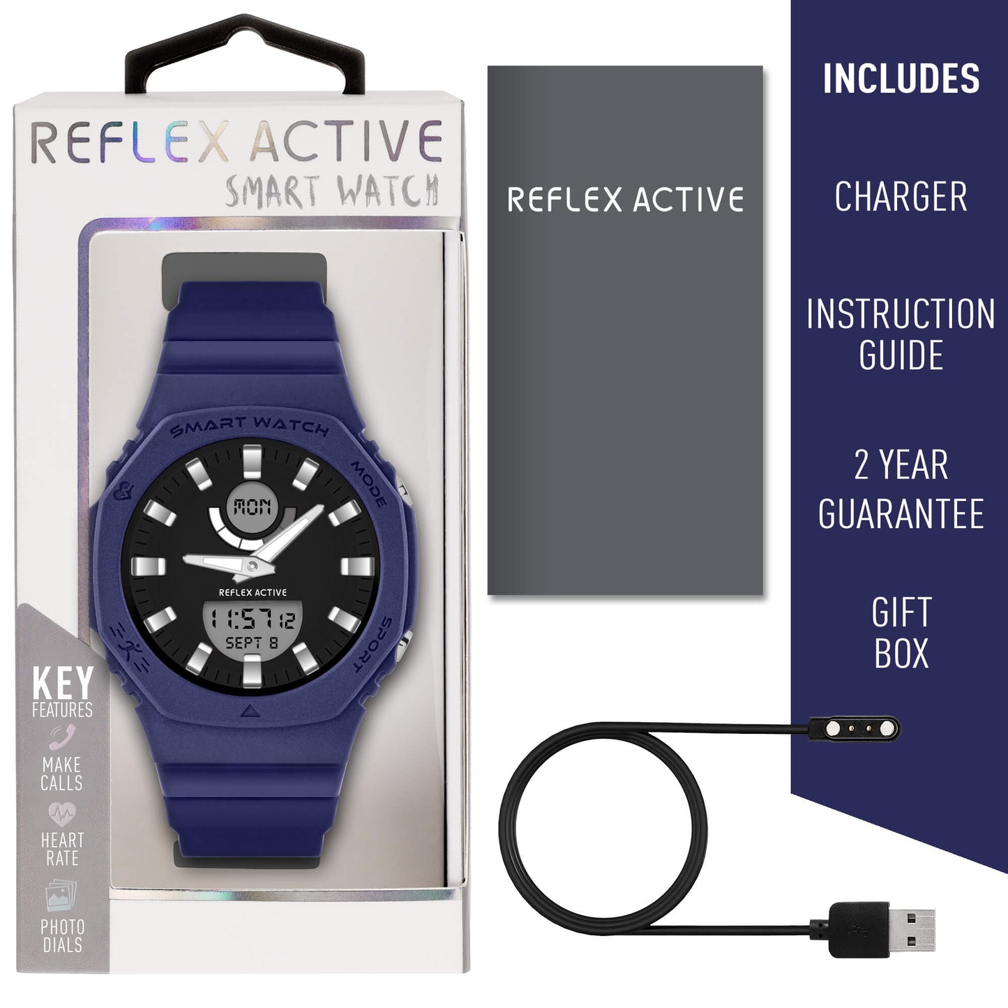 Reflex Active RA26-2181 Smartwatch Blue Silicon Strap