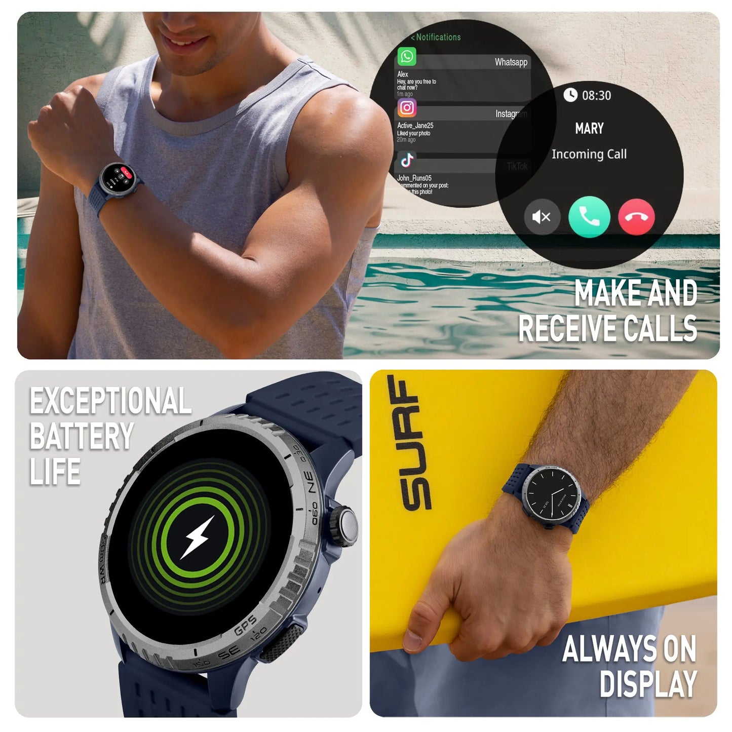 Reflex Active RA400R-5ATM-01 Smartwatch Blue Silicon Strap