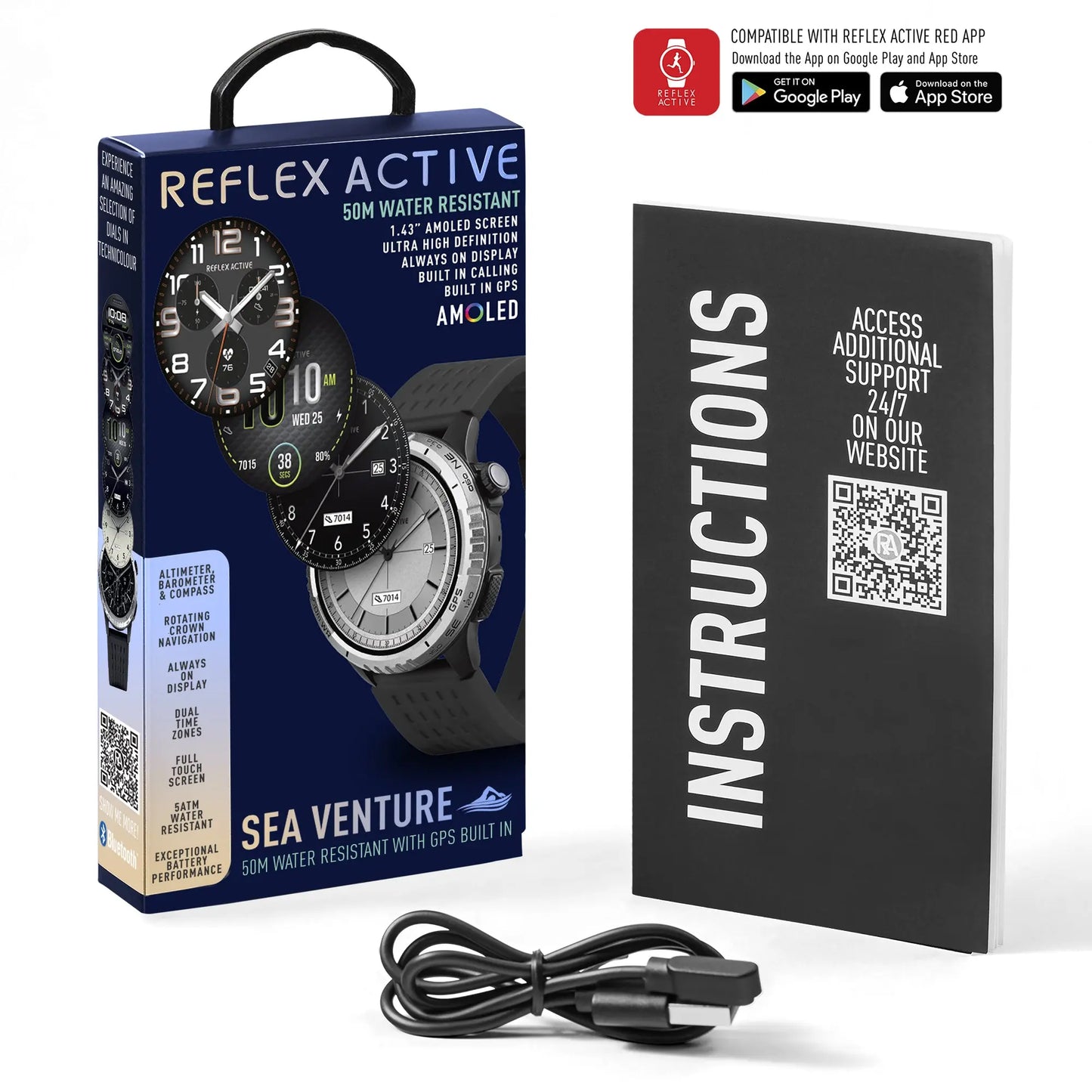 Reflex Active RA400R-5ATM-02 Smartwatch Black Silicon Strap